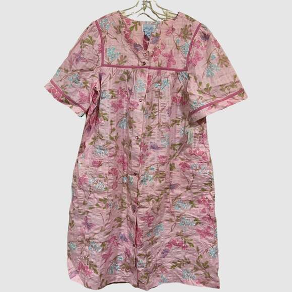 Vintage Y2K  Leisure Life Floral House Dress House Cottage Snap Button Size M - Picture 4 of 8